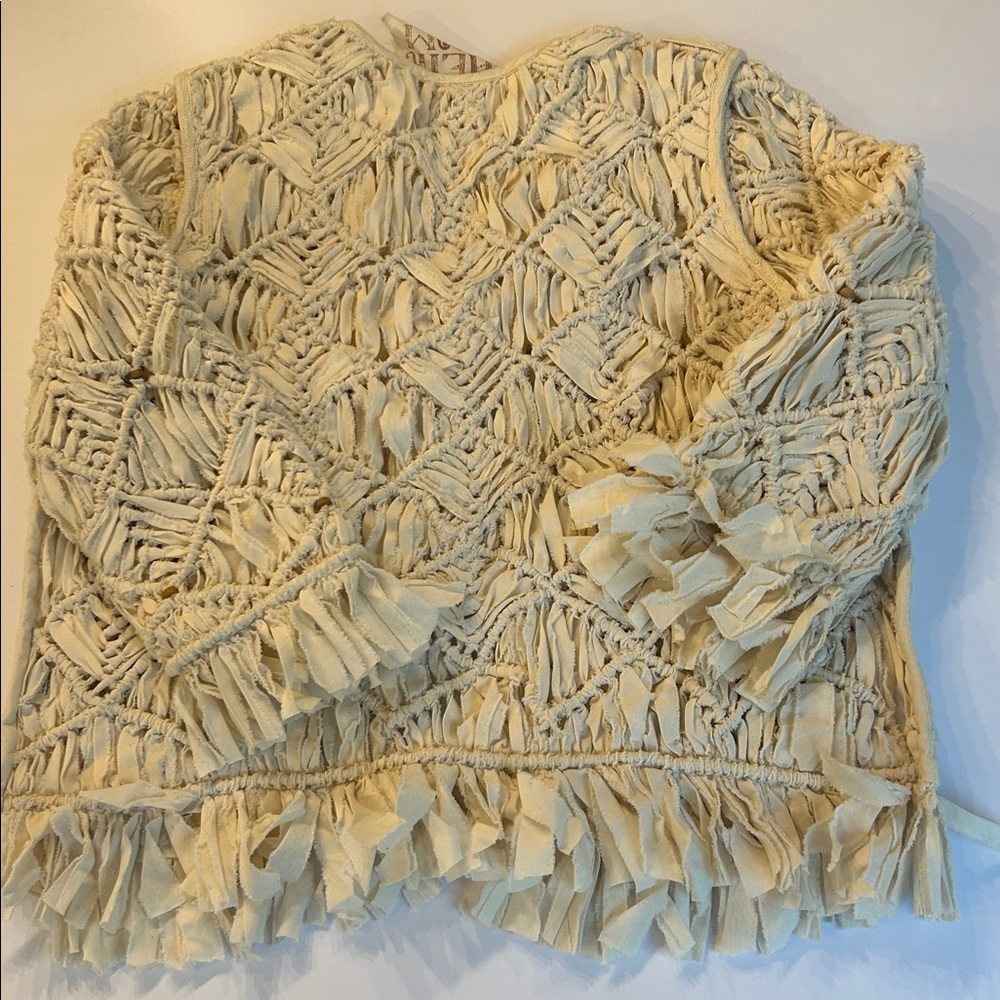 Free People women's heirloom macrame jacket. - Picture 3 of 6